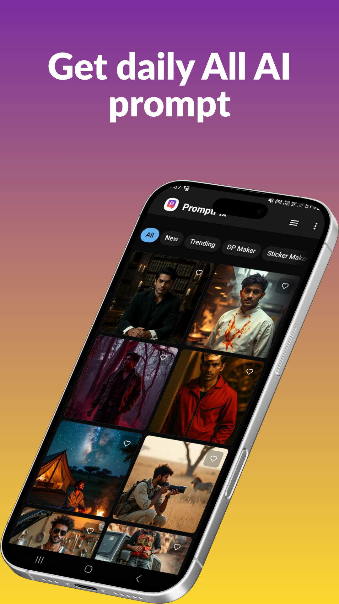 PromptPix screenshot showing AI prompt interface