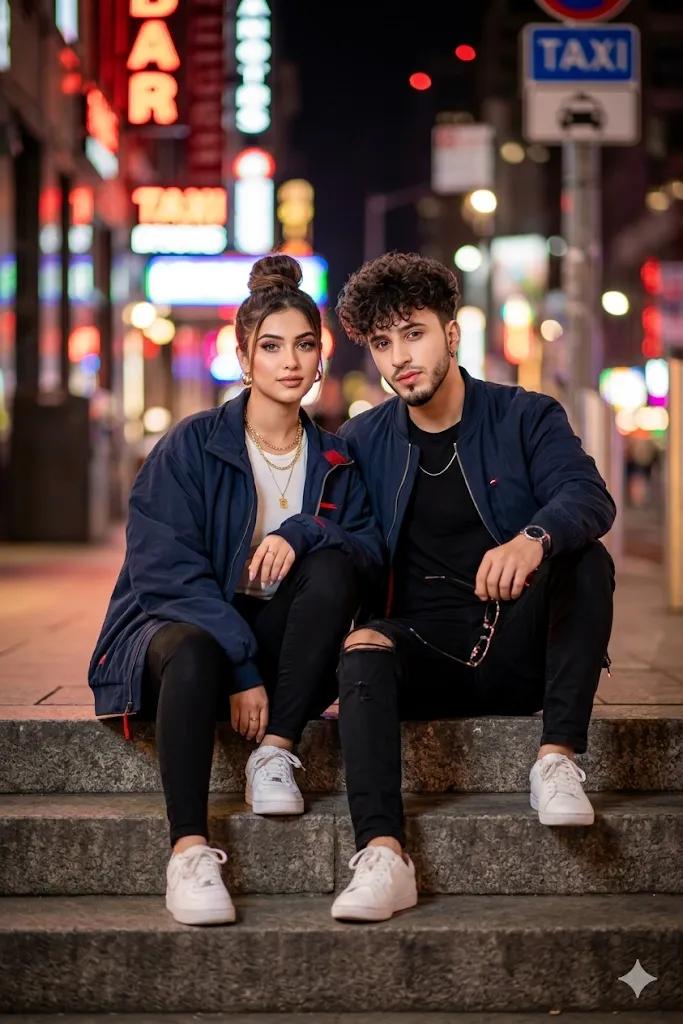 Stylish Couple Sitting — 10 Image Prompts