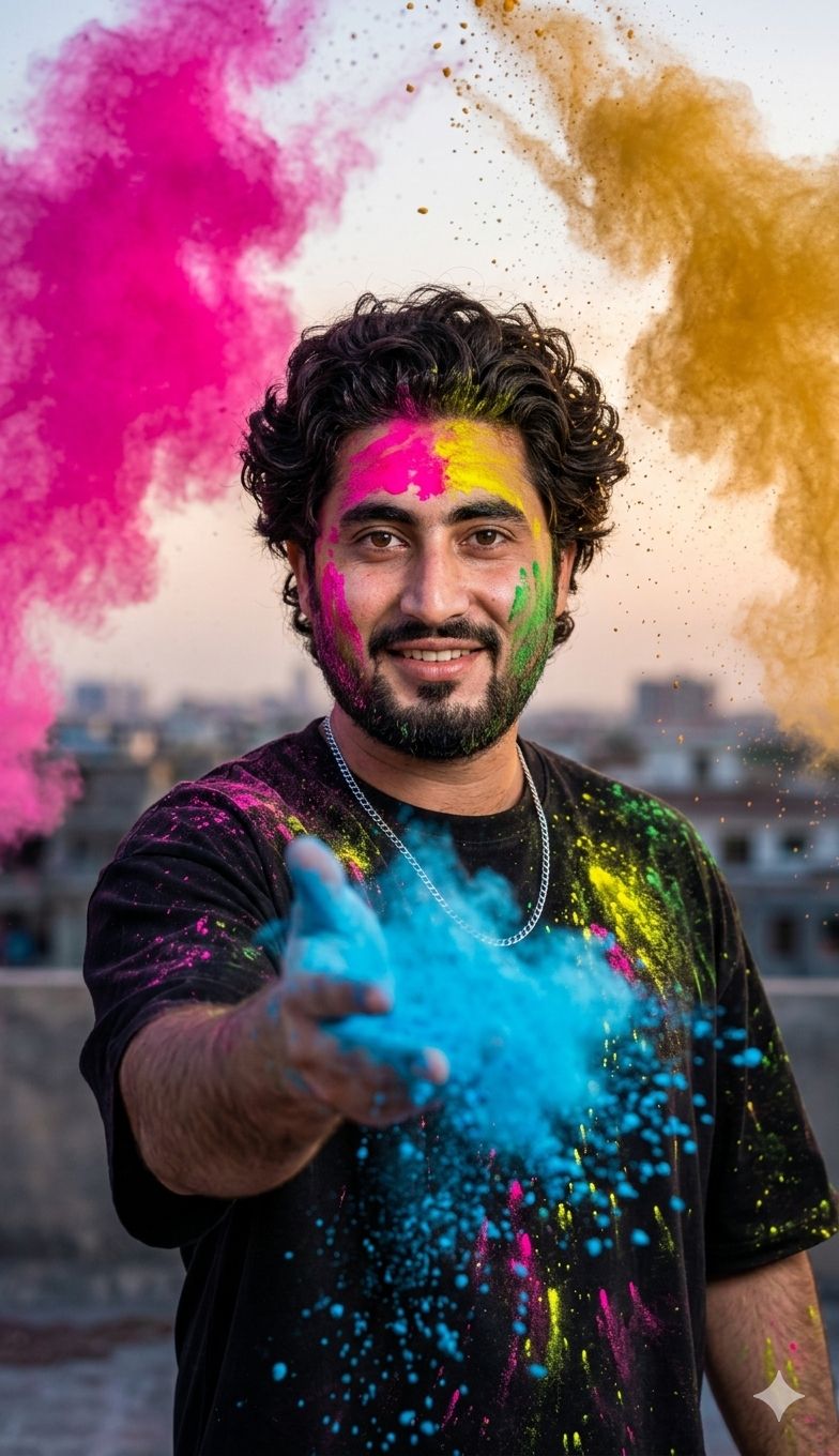 Ultra-realistic Close-up Holi — 10 Image Prompts
