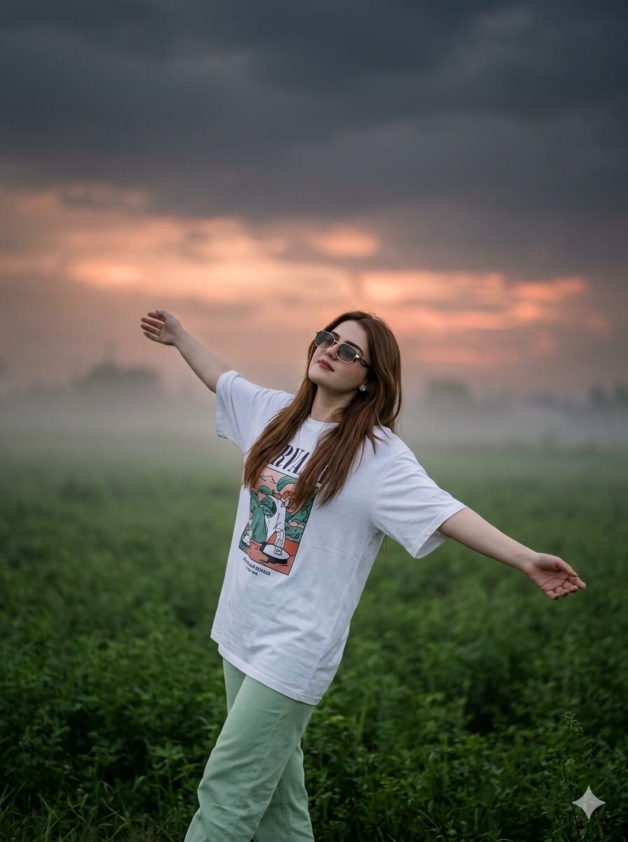 Woman Stands Middle — 10 Image Prompts